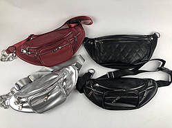 Бананка , сумка на пояс червона Toronto PU шкіра
