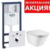 Підвісний унітаз Roca Gap A34H47C000 Clean Rim + інсталяція Grohe Rapid SL 38772001