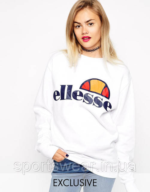 Жіночий Світшот Ellesse Sweatshirt Білий Кофта вільна з принтом Еліс Пайта Еліс весняна \ літня \ зимова