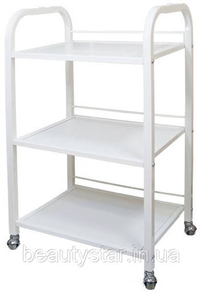 Косметологічна візок столик для косметолога візки для майстрів салону BS-004-А на 3 полки ДСП біла, фото 1