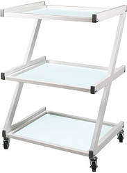 Візок Косметологічна столик візки для стоматології на 3 скляні полиці біла LV-S18w