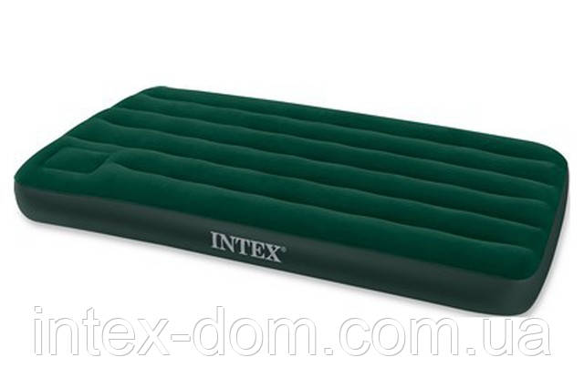 Односпальний надувний матрац Intex 66927 (99х191х22 див.)Downy Bed + вбудований ножний насос київ