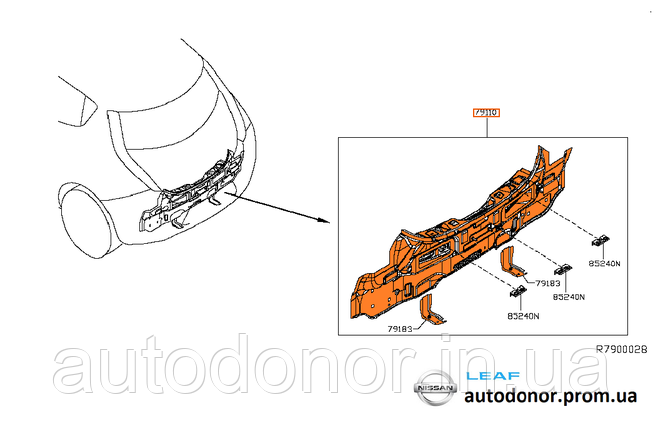 Панель задня KH3 - SUPER BLACK Nissan Leaf AZE0 (13-17) G9110-3NFMA, фото 1