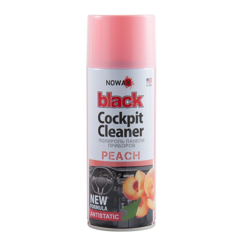 Поліроль для салону автомобіля Nowax Black Cockpit Cleaner Peach Персик 450 мл для пластику (NX00456)