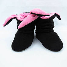 Тапочки з вушками «Зайчики» чорно рожеві