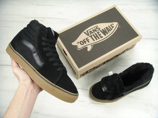 Кеды черные с рыжей подошвой мужские высокие зимние на меху Vans Old ...