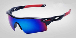Сонцезахисні спортивні окуляри Robesbon (велоочки) з темно-синім склом і червоними дужками