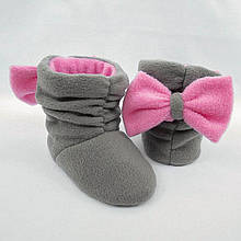 Капці Бантики сіро-рожеві