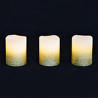 Набір свічок віск. LED 3шт., 5*6.5, золото