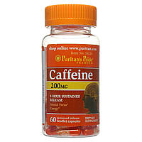 Кофеїн, Caffeine 200 mg 8-Hour Sustained Release, Puritan's Pride, 60 капсул