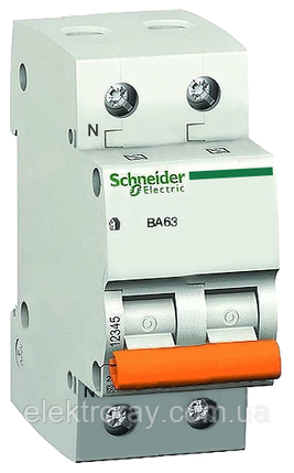 Автоматичний вимикач BA63 1P+N 50А Schneider Electric, фото 2