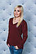 Пуловер жіночий рубчик бордо, фото 2