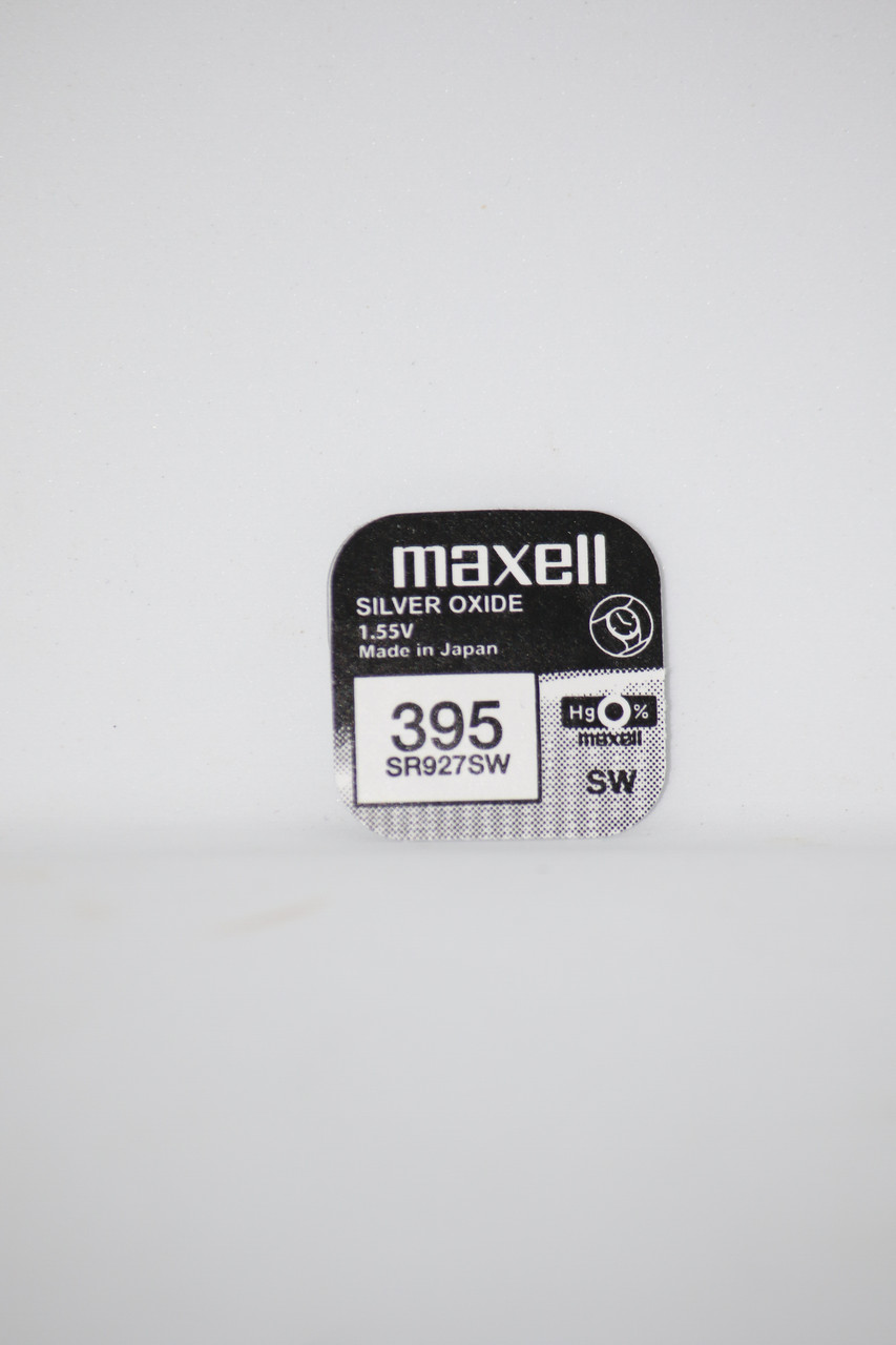 Батарейка для годинника. Maxell SR927SW (395) 1.55V 57mAh 9,5x2.73mm Срібно-цинкова