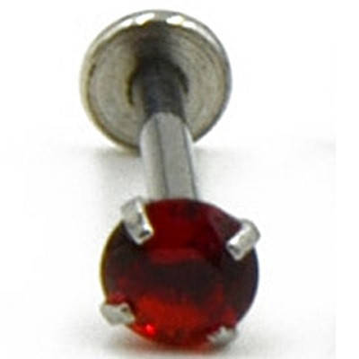 Мікроштанга 6 мм, для пірсингу кучерю, з червоним кристалом 4 мм. Медична сталь., фото 2