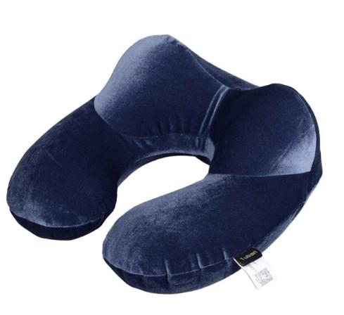 Надувна подушка-підголівник Primolux для подорожей велюрова - Dark Blue