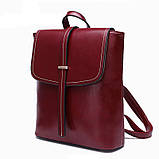 Модний рюкзак жіночий міський. Жіноча сумка рюкзак трансформер з пряжкою Червоний, фото 2