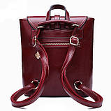 Модний рюкзак жіночий міський. Жіноча сумка рюкзак трансформер з пряжкою Червоний, фото 3