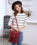 Модний рюкзак жіночий міський. Жіноча сумка рюкзак трансформер з пряжкою Червоний, фото 4