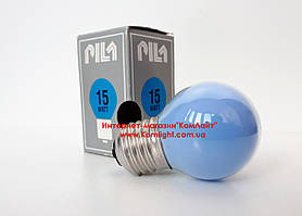 Лампа розжарювання синя PILA 15W E27 230V кулька (Польща)