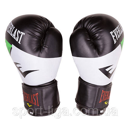 Боксерські рукавички Everlast 10, 12 унцій біло-зелені