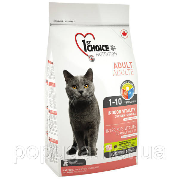 1st Choice Indoor Vitality Adult Корм для котів усіх порід, 10 кг