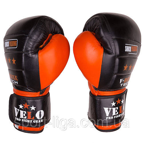 Боксерські рукавички Velo shock padding, шкіра, 10oz