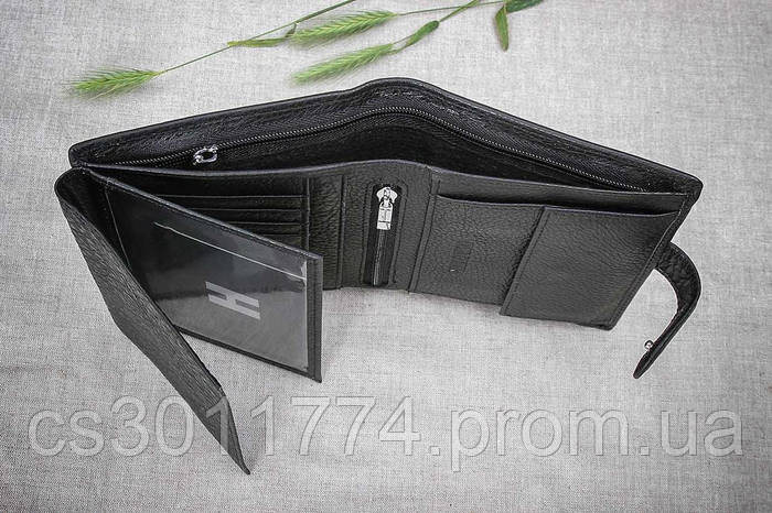 Купить Портмоне мужское кожаное вместительное чёрное, натуральная кожа ...