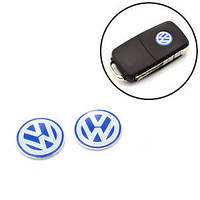 Логотип наклейка на викидний ключ VW Фольксваген (Синій) 14mm