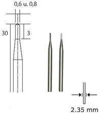 PROXXON 28321, Твердосплавні бори (гольчасті), 2 поз., 0.6 + 0.8 мм