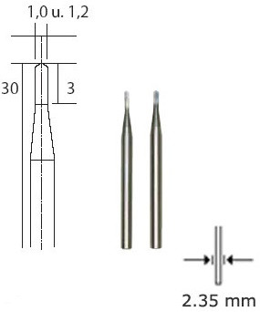 PROXXON 28320, Твердосплавні бори (гольчасті), 2 поз., 1.0 + 1.2 мм