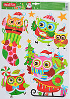 Наклейки для вікон новорічні, гліттер (41*29 см)