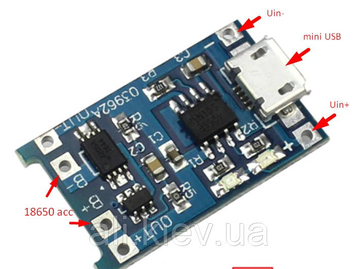 DC-DC 5 В 1A Micro USB 18650 літієва Батарея Зарядний пристрій Модуль + захист TP4056