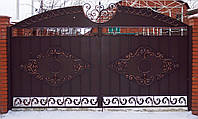 Ворота кованые распашные с калиткой / Черный