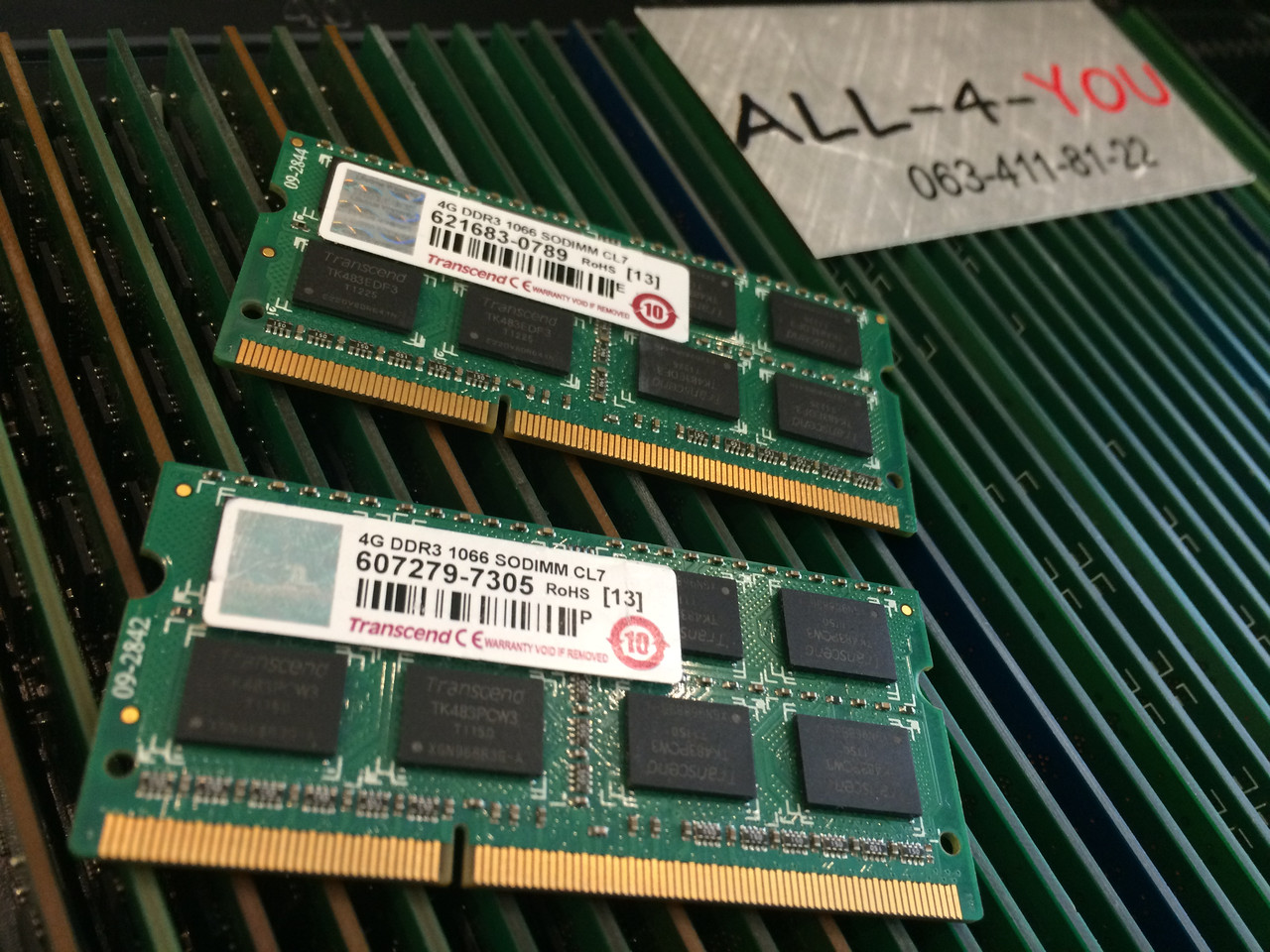 Оперативна пам'ять Transcend DDR3 4GB SO-DIMM PC3 8500S 1066mHz Intel/AMD