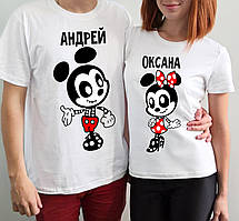 Парні футболки. Чоловіча та жіноча футболка. Міккі