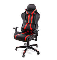 Високе крісло геймера з відкидною спинкою і регульованими підлокітниками СТРИК PL RL ECO чорно-червоний