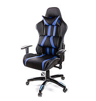 Високе крісло геймера з відкидною спинкою і регульованими підлокітниками СТРИК PL RL ECO чорно-синій