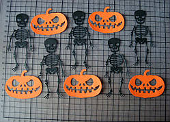 Набір вирубування з паперу. Гарбуз і скелет, 10 штук, 52х69 мм і 53х110 мм