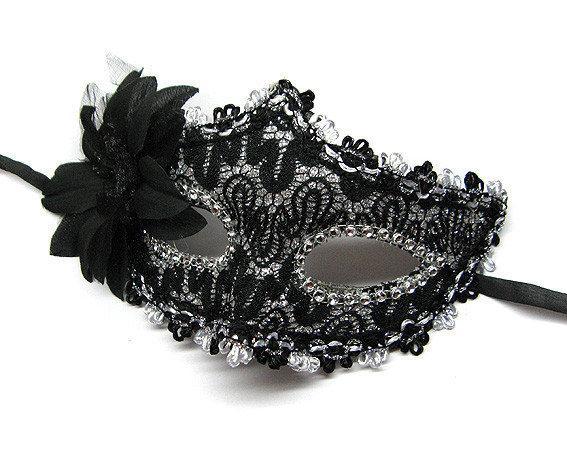 Маска для обличчя карнавальна Квітка чорна, фото 1