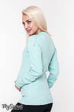 Теплий светр для вагітних GAIA SW-48.112, з вовняного трикотажу-резинки, м'ятний меланж, фото 3