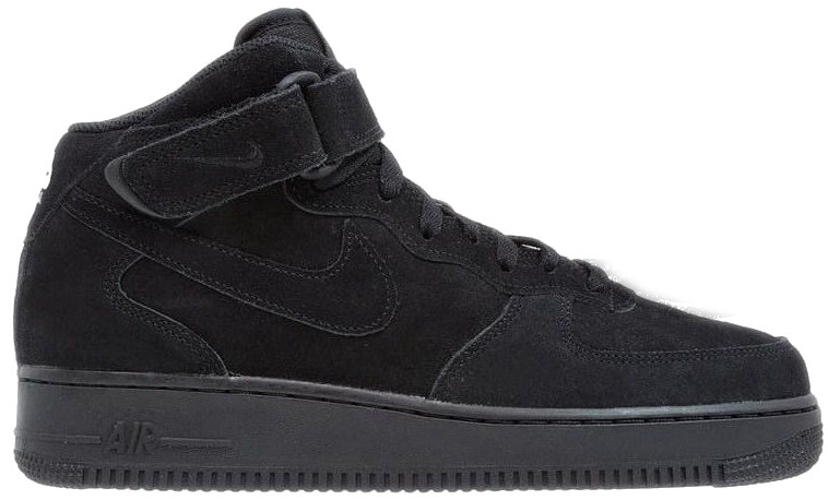 Мужские зимние кроссовки Nike Air Force 1 Mid 'Black' (Найк) с мехом