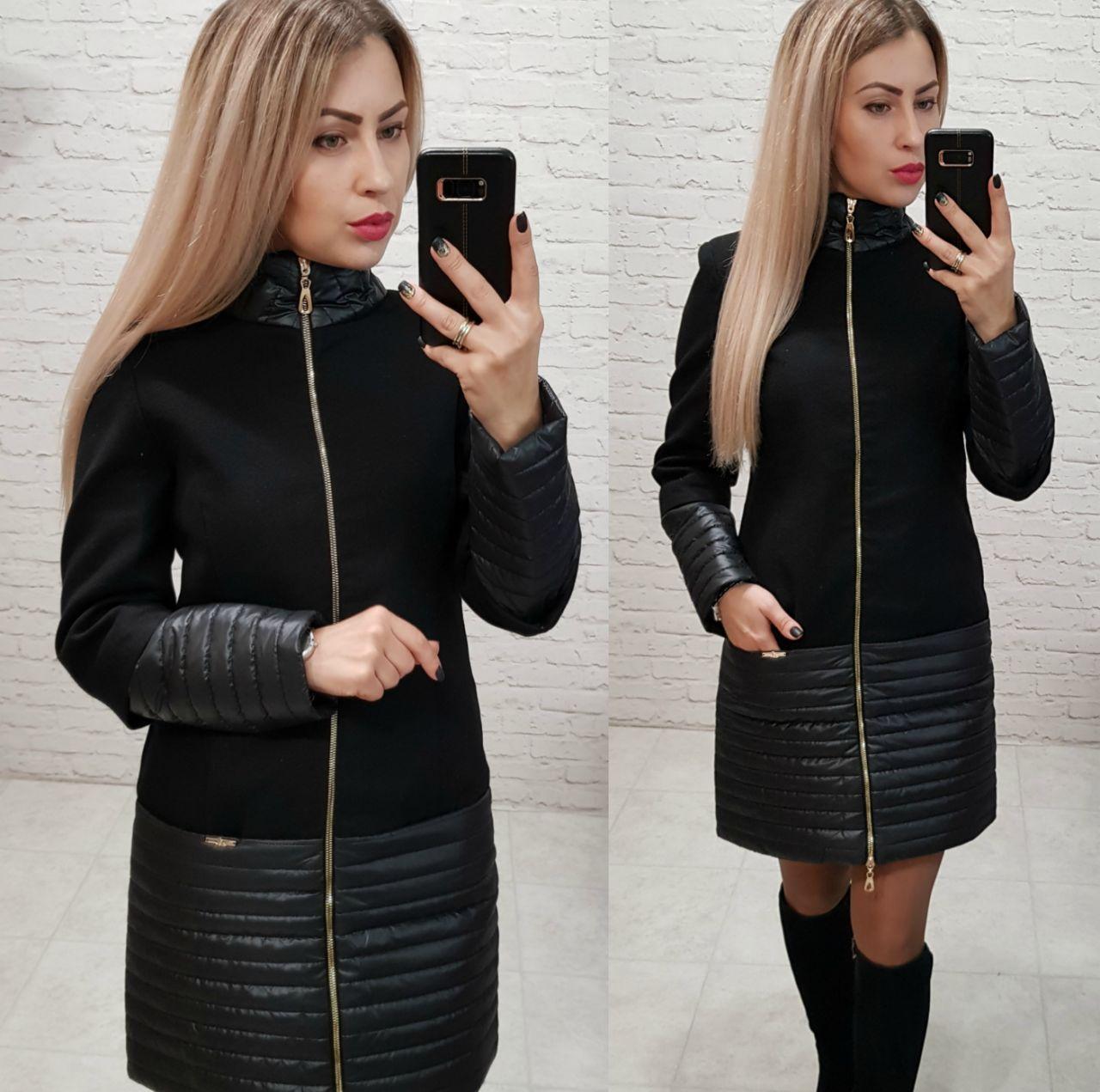 Пальто, тканина еко - кашемір + плащівка, колір чорний.арт 137