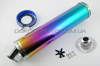 Прямоток на скутер 420*100 мм глушник Ø 78 мм (неіржавка, веселка)