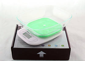 Ваги кухонні Domotec ACS SH-125 до 7 кг з чашею і підсвічуванням, Зелені