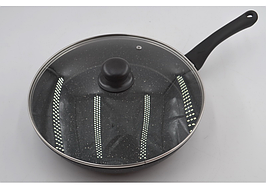 Сковорода з кришкою з антипригарним мармуровим покриттям Benson BN-504 (28 см)