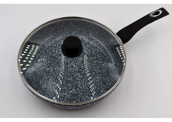 Сковорода лита з кришкою Benson BN-517 (28 см) з антипригарним гранітним покриттям, фото 2