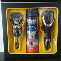 Набор для бритья мужской Gillette Fusion Proshield Станок + Чехол + Гель Fusion Proglide sensitive 170 мл.