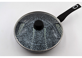 Сковорода з кришкою гранітна (Білий і чорний) Benson BN-516 (26 см) з антипригарним покриттям
