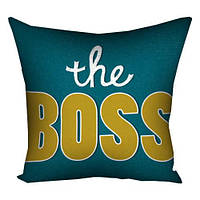 Габардинова подушка з принтом для декору The Boss (3P_FAM021)