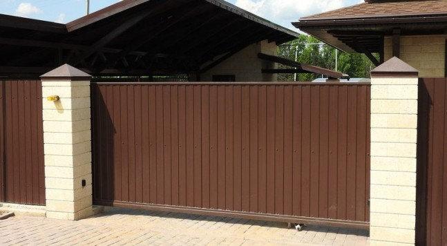 Відкатні ворота 3500х2000 заповнення профілісом, фото 1